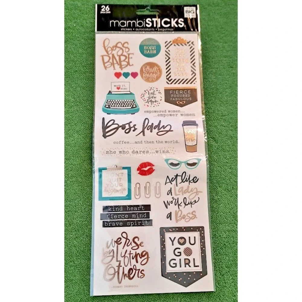 Lot of 6 The Happy Planner MAMBI Stickers, Accessories, Pen Case Goals Boss Babe